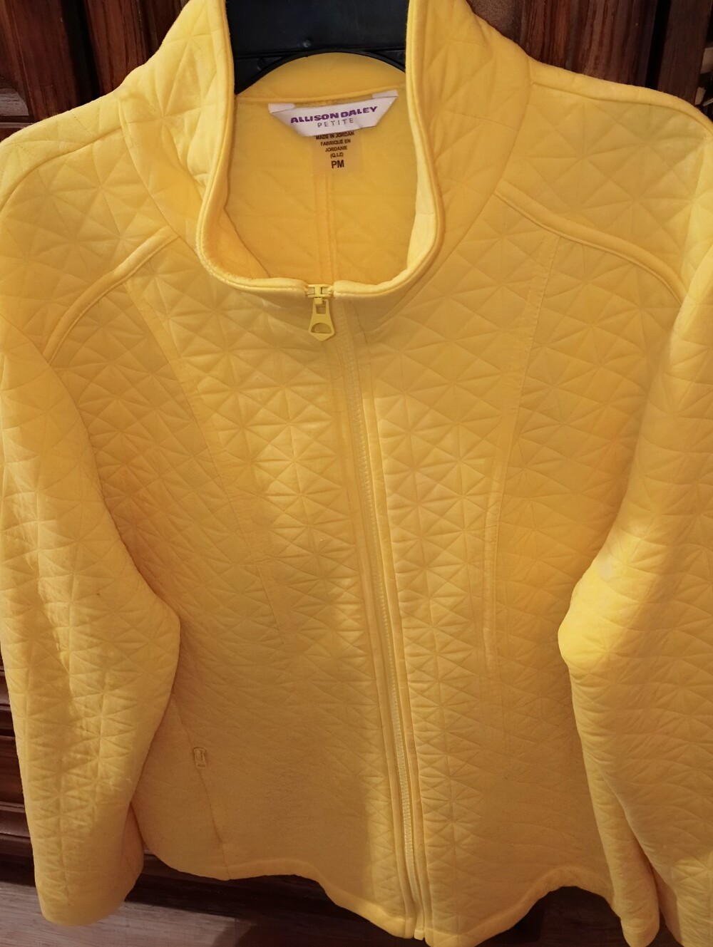 Allison Daley womens quilted full zip jacket, PM. Sunflower Yellow